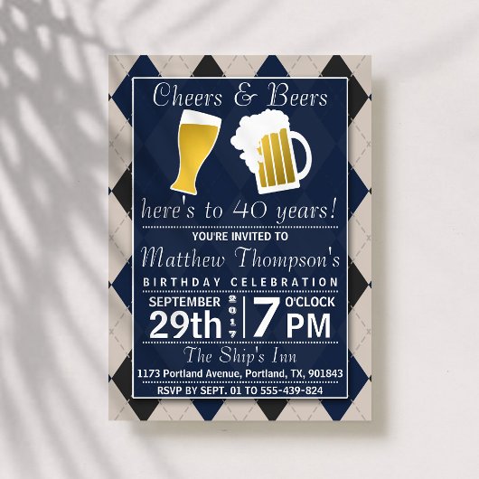 Birthday Party - Cheers & Beers Trendy Kaart