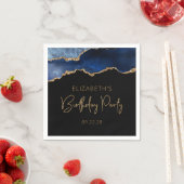 Birthday Party Chic Agate Geode Blue Gold Servet (Insitu)