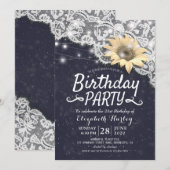 Birthday Party Chic Lace Sunflower String Lights Kaart (Voorkant / Achterkant)