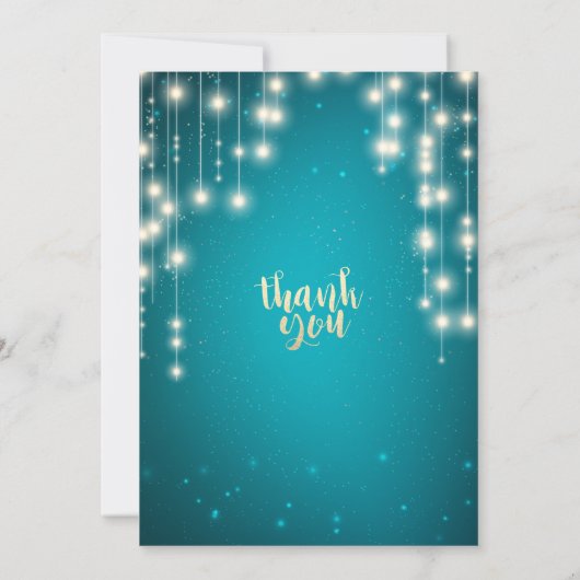 Birthday Party Chic Turquoise Sparkle String Light Kaart (Achterkant)
