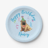 Birthday Party Chinese Shar-Pei Papieren Bordje (Voorkant)