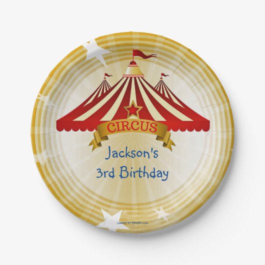 Birthday Party Circus Tent Papieren Bordje (Voorkant)