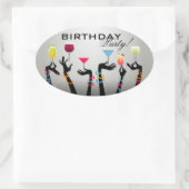 Birthday Party Cocktail Ovale Sticker (Tas)