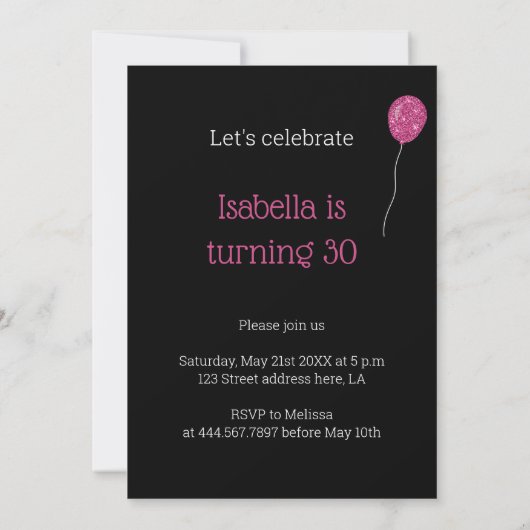 Birthday Party Colorful Glitter-ballonnen Kaart (Achterkant)