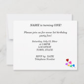 Birthday Party Colorful Heart Balloons Uitnodiging (Achterkant)