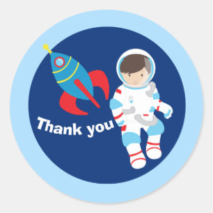 Birthday Party Cool Astronaut Rocket Shiket Boys Ronde Sticker