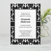 Birthday party Cool Cats Black Stropdas Funny Invi Kaart (Staand voorkant)