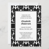 Birthday party Cool Cats Black Stropdas Funny Invi Kaart (Voorkant)