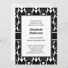 Birthday party Cool Cats Black Stropdas Funny Invi Kaart