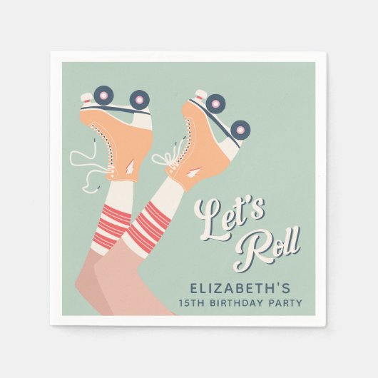 Birthday Party Cool Roller Skating Servet (Voorkant)