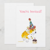 Birthday Party Corgi Uitnodiging (Voorkant / Achterkant)