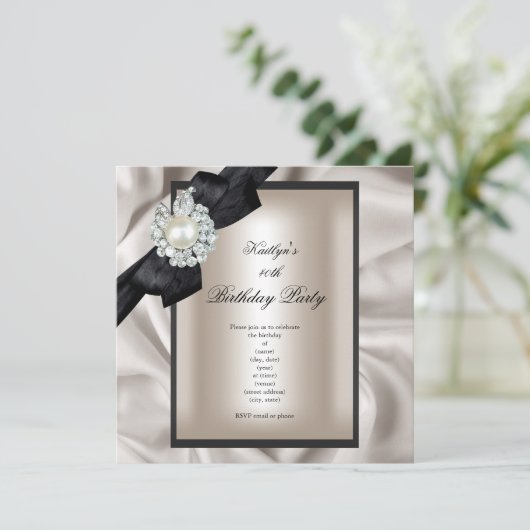Birthday Party Cream Black Pearl Kaart (Staand voorkant)