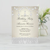 Birthday Party Crystal Silver Sepia Diamond Kaart (Staand voorkant)
