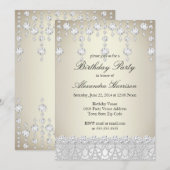 Birthday Party  Crystal Silver Sepia Diamond Kaart (Voorkant / Achterkant)