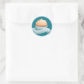 Birthday Party Cupcake Sticker Blue Gingham Pset (Tas)