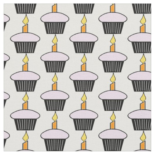Birthday Party Cupcake Thlec Fabric Stof (Close Up)