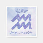Birthday Party Cute Aquarius Paars Astrology Servet (Voorkant)