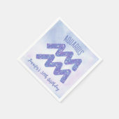 Birthday Party Cute Aquarius Paars Astrology Servet (Hoek)