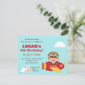Birthday Party Cute Aviator Boy Kaart (Staand voorkant)