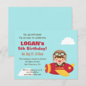 Birthday Party Cute Aviator Boy Kaart (Voorkant / Achterkant)