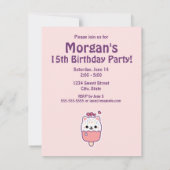 Birthday party Cute Cat Popsicle Kaart (Achterkant)
