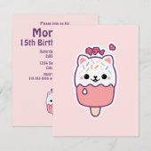 Birthday party Cute Cat Popsicle Kaart (Voorkant / Achterkant)