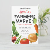 Birthday Party Cute Farmers Market Vegetables Kaart (Staand voorkant)