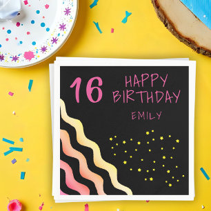 Birthday Party Cute Girly Wave Star Servet