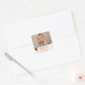 Birthday Party Cute Heart Foto Vierkante Sticker (Envelop)