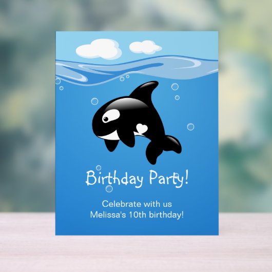Birthday Party Cute Orca Whale Acryl Bord (Neutraal)