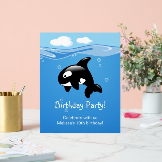 Birthday Party Cute Orca Whale Acryl Bord (Huwelijk)