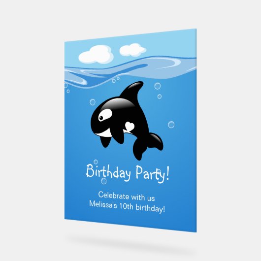 Birthday Party Cute Orca Whale Acryl Bord (Hoek)