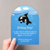 Birthday Party Cute Orca Whale Acryl Uitnodigingen (Insitu (Draagbaar))