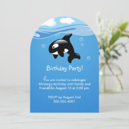 Birthday Party Cute Orca Whale Kaart