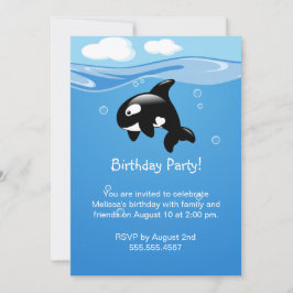 Birthday Party Cute Orca Whale Kaart