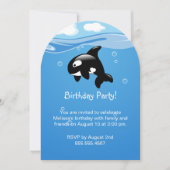 Birthday Party Cute Orca Whale Kaart (Voorkant)