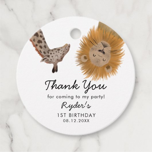Birthday Party Cute Safari Animals Bedankjes Labels (Voorkant)