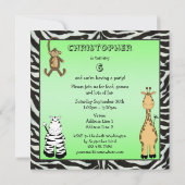 Birthday Party Cute Safari Animals Kaart (Achterkant)