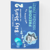 Birthday Party Cute Shark Blue Balloons Spandoek (Verticaal)