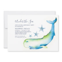 Birthday Party Cute Waterverf Blue