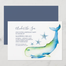 Birthday Party Cute Waterverf Blue Kaart