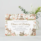 Birthday party  Cute Woodland Animals Kaart (Staand voorkant)