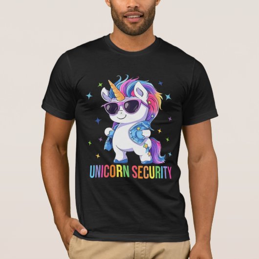 Birthday Party Dad Mom Daughter Unicorn Security  T-shirt (Voorkant)