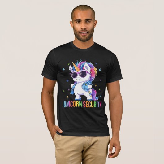 Birthday Party Dad Mom Daughter Unicorn Security  T-shirt (Voorkant volledig)