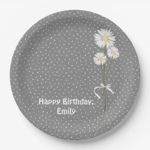 Birthday party daisy bouquet en stippen paper bord