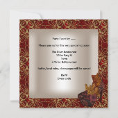 Birthday Party Damask Red Gold Shoes Cream Kaart (Achterkant)