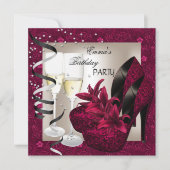 Birthday Party Damask roze Red Shoes Cream 2 Kaart (Voorkant)