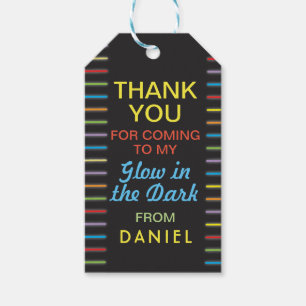 Birthday Party Dank je Labels gloed in het donker Cadeaulabel