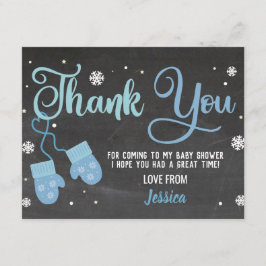 Birthday Party Dank je Mittens Blue Snowflakes Kaart