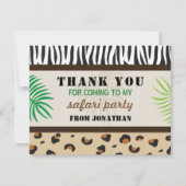 Birthday Party Dank u voor Safari Zoo Bedankkaart (Voorkant)